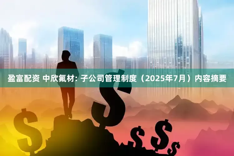 盈富配资 中欣氟材: 子公司管理制度（2025年7月）内容摘要