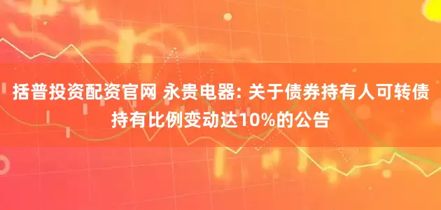 括普投资配资官网 永贵电器: 关于债券持有人可转债持有比例变动达10%的公告